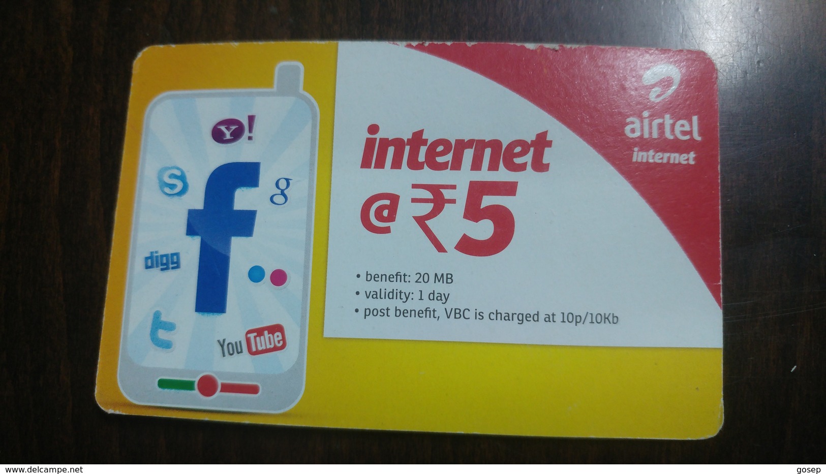 India-airtel-internet-(5 Ruppia)-(11)-31.1.2016-used Card+1 Card Prepiad Free - India