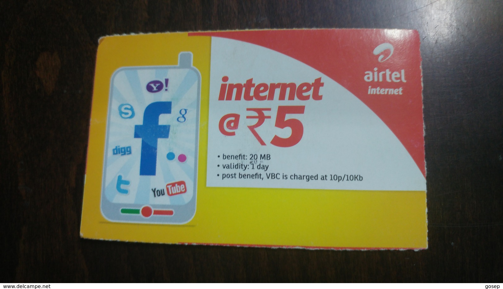 India-airtel-internet-(5 Ruppia)-(14)-31.1.2017-used Card+1 Card Prepiad Free - India