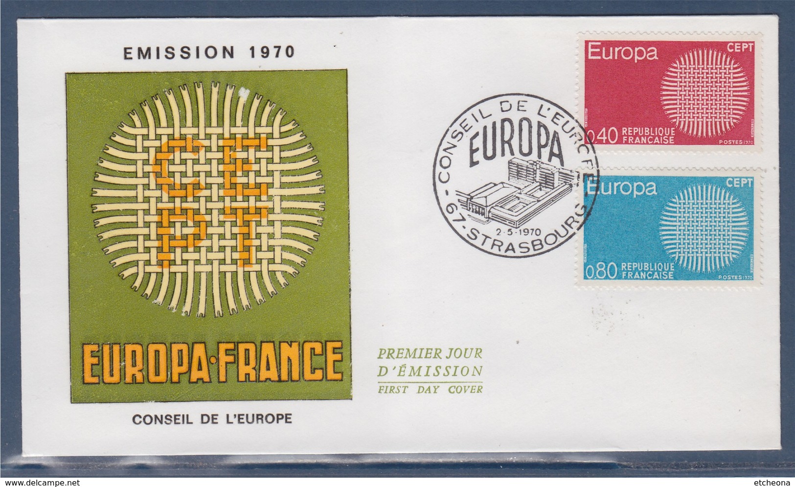 = Europa 1970 Symbole En Forme De Soleil.enveloppe 1er Jour N°1637 Et 1638 Strasbourg 2.5.70 - 1970