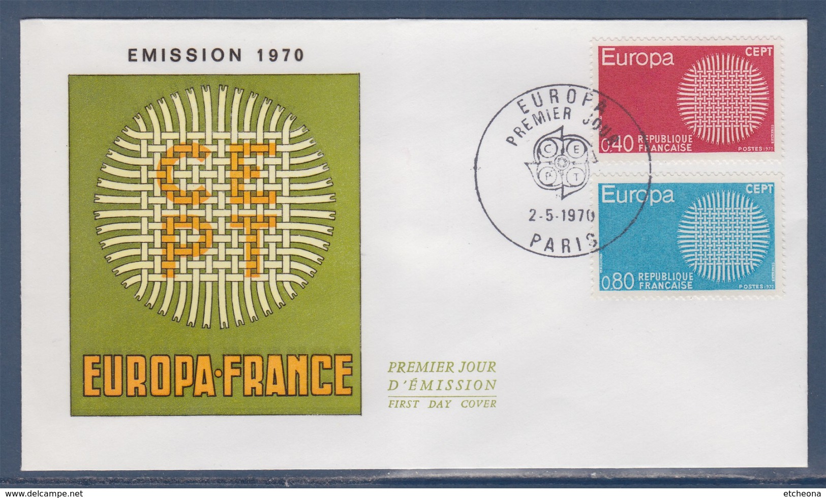 = Europa 1970 Symbole En Forme De Soleil.enveloppe 1er Jour N°1637 Et 1638 Paris 2.5.70 - 1970