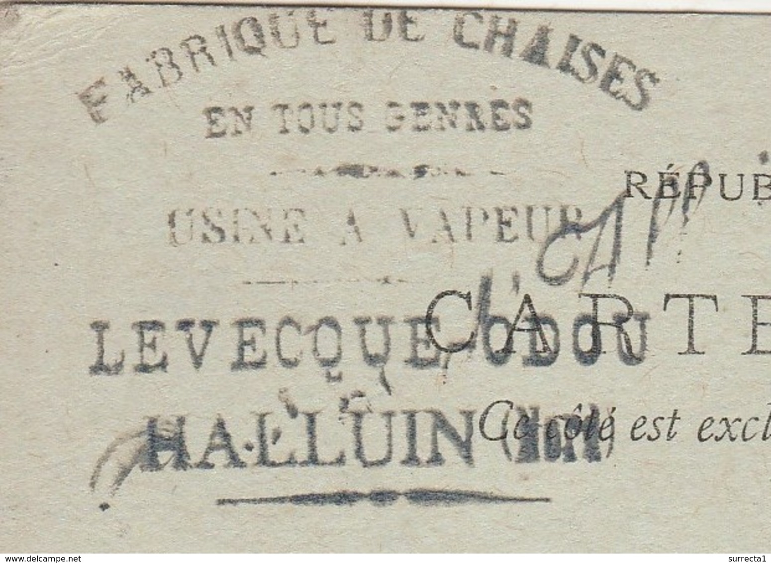 Carte Commerciale 1898 / Entier / LEVECQUE ODOU / Fabrique De Chaises / 59 Halluin Nord - Otros & Sin Clasificación