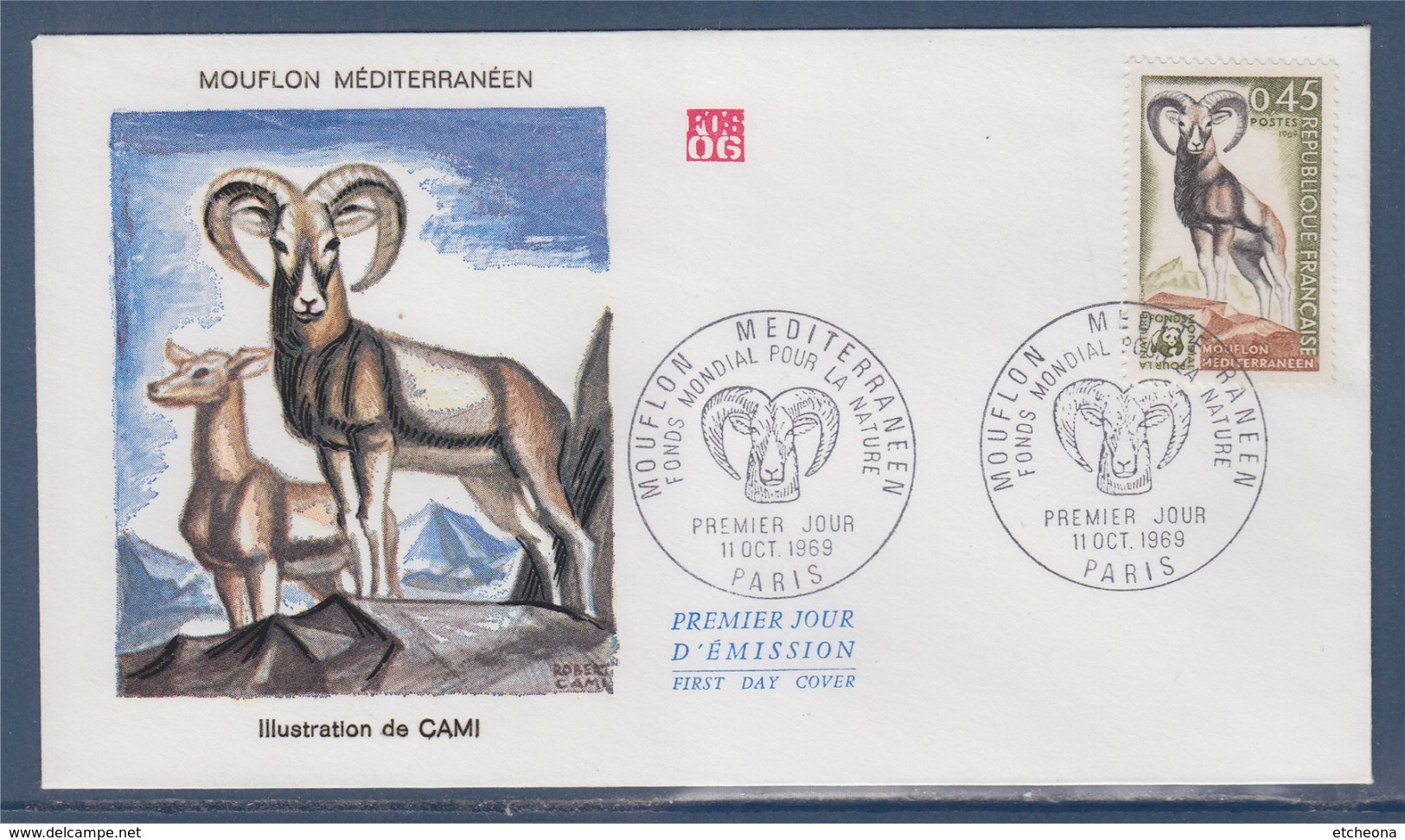 = Fonds Mondial Pour La Nature, Mouflon Méditerranéen N°1613 Enveloppe 1er Jour  Paris 11.10.69 - Protection De L'environnement & Climat