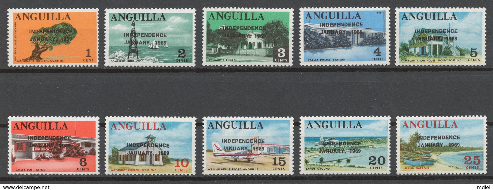 Anguilla 1969 Mi# 53-62** DEFINITIVES, INDEPENDENCE - Anguilla (1968-...)