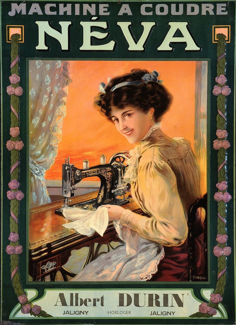 Product Postcard Néva Machine á Coudre Albert Durin Jaligny 1910 - Reproduction - Publicité