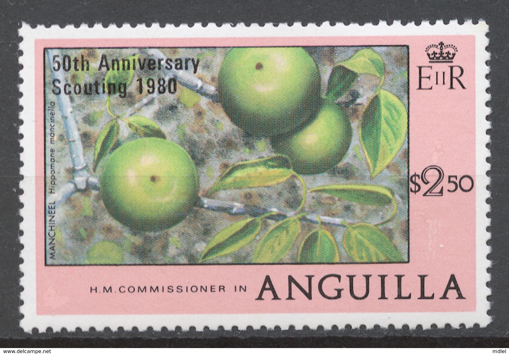 Anguilla 1980 Mi# 386** FRUITS, OVPTD. 50th ANNIVERSARY / SCOUTING 1980 - Anguilla (1968-...)