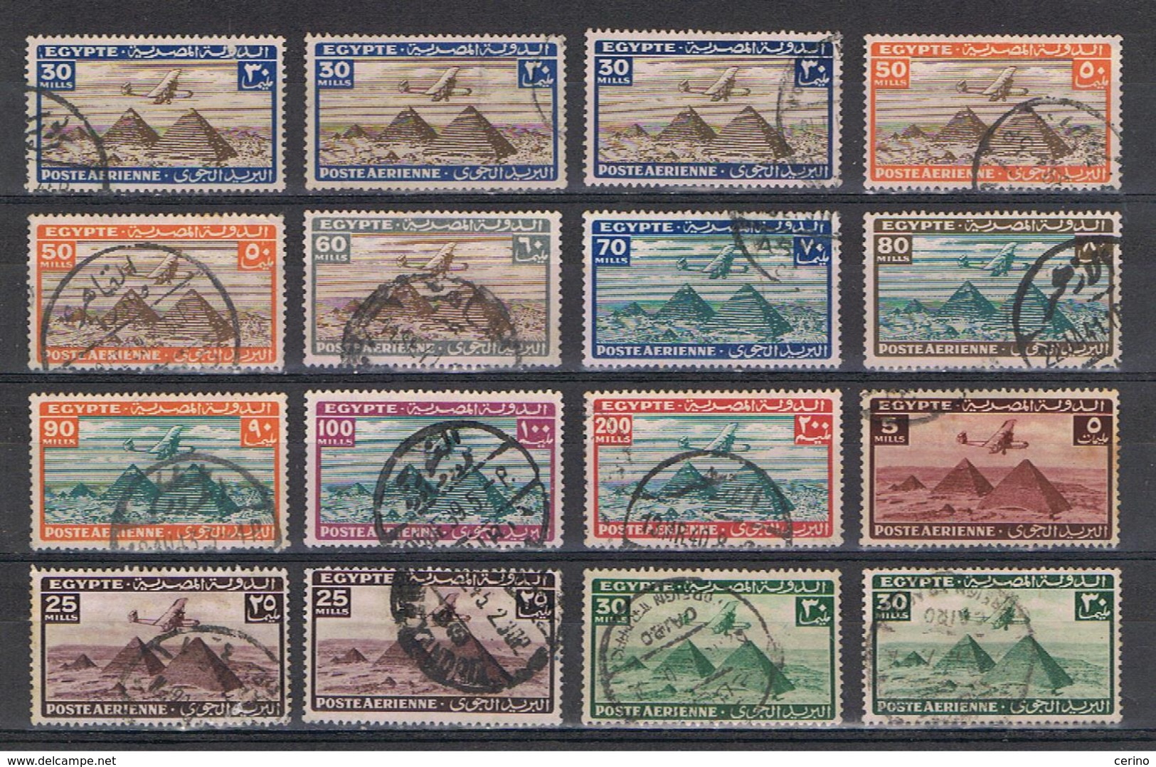 EGITTO:  1933/38  P.A. DEFINITIVA  -  LOTTO  32  VAL. US. -  YV/TELL. 5//28 - Airmail
