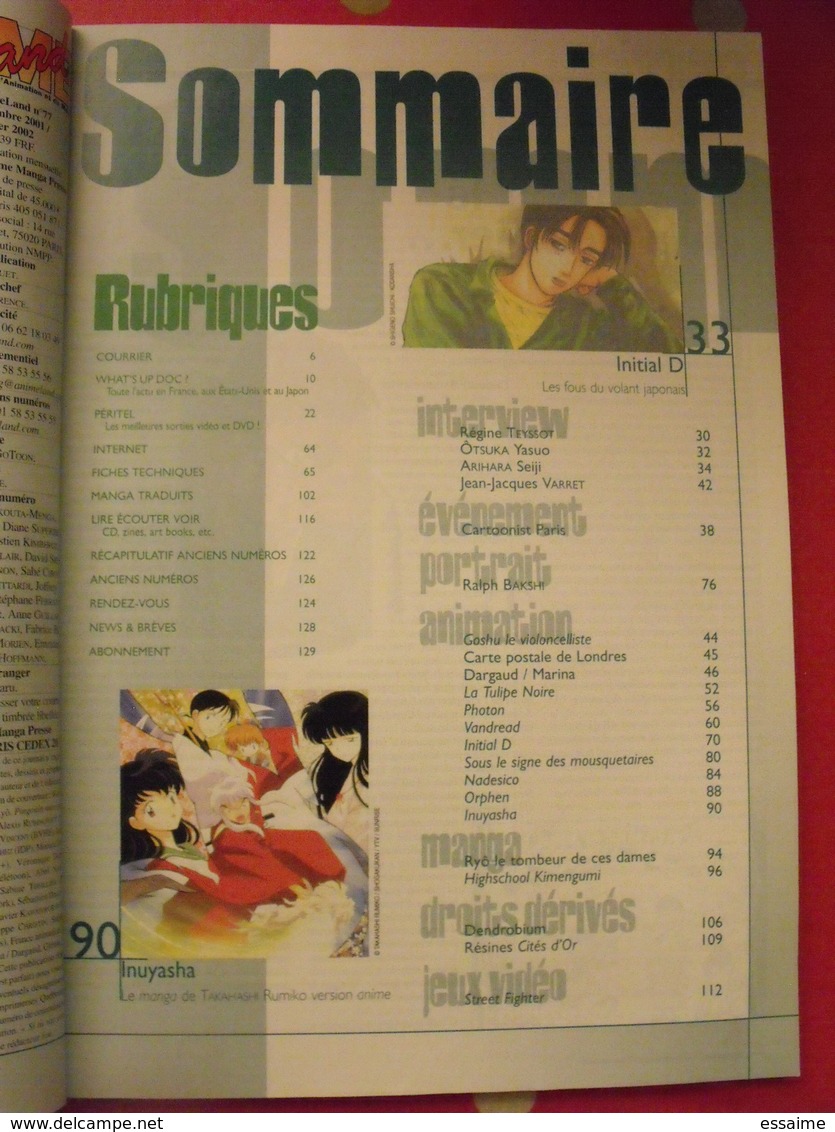 Anime Land N° 77. Décembre 2001-janvier 2002. Le Premier Magazine De L'animation Et Du Manga - Zeitschriften