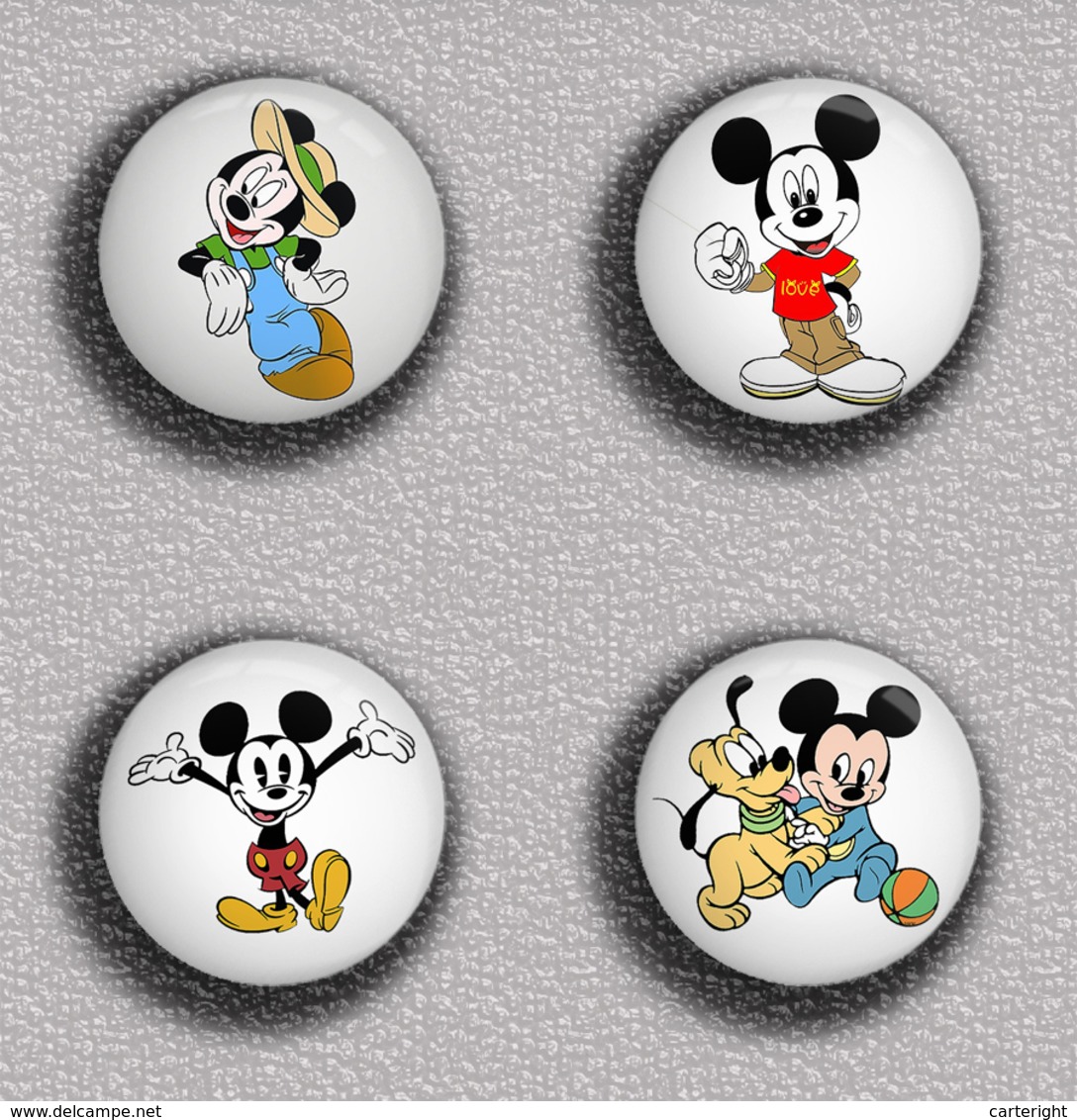 Mickey And Minnie BADGE BUTTON PIN SET 11 (1inch/25mm Diameter) 175 DIFF - Pin's