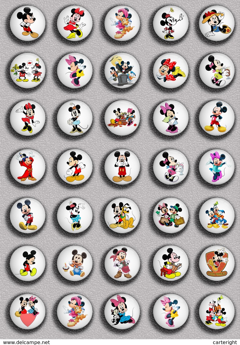 Mickey and Minnie BADGE BUTTON PIN SET 11 (1inch/25mm diameter) 175 DIFF