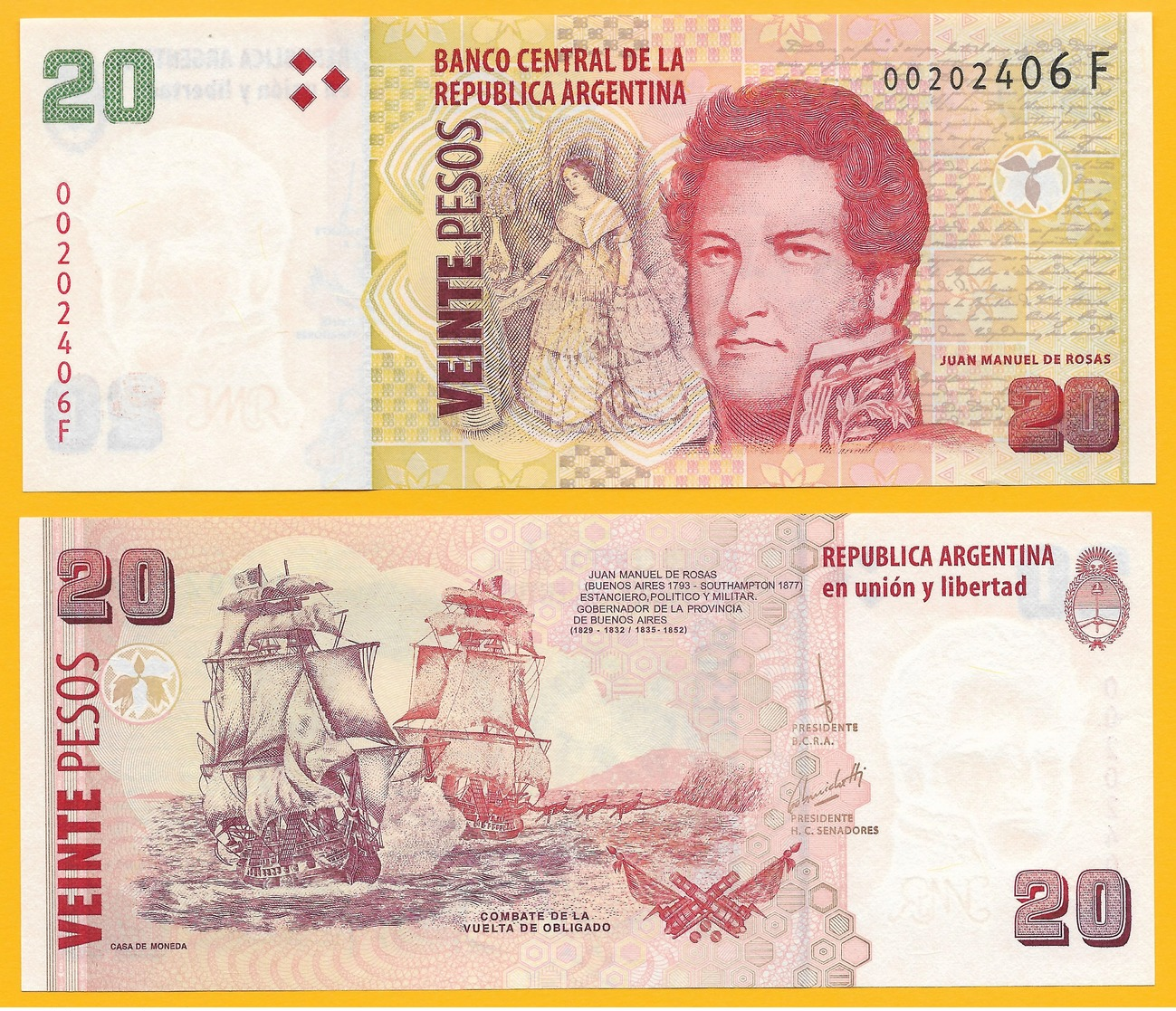 Argentina 20 Pesos P-355 ND (2003) (Suffix F) Sign. Sturzenegger & Michetti UNC - Argentine