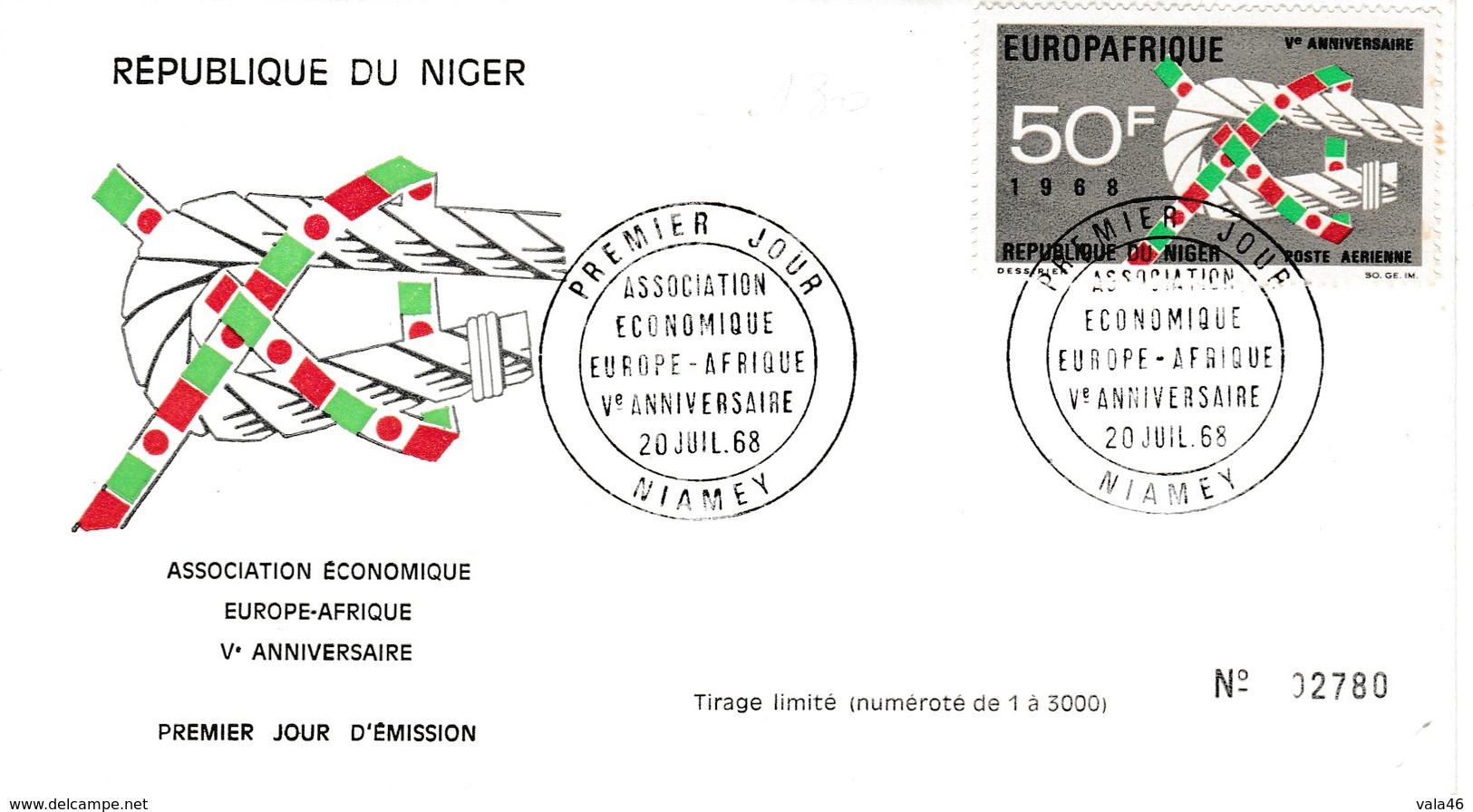 NIGER   THEME EUROPA   EUROPAFRIQUE     Vè ANNIVERSAIRE  29/07/1968 - Niger (1960-...)
