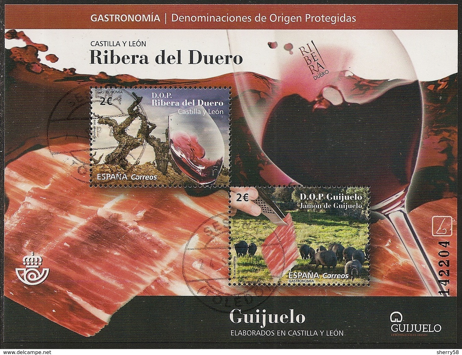 2018-ED. 5251 H.B. COMPLETA- D.O.P. Castilla Y León. Jamón De Guijuelo Y Ribera Del Duero -USADO- - Gebruikt