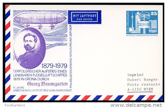 DDR PP17 C2/009b Privat-Postkarte LUFTSCHIFF G.BAUMGARTEN Zwickau 1979 - Cartes Postales Privées - Neuves