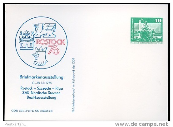 DDR PP16 D2/051 Privat-Postkarte DRUCKVERSCHIEBUNG Ausstellung Rostock 1976 - Privé Postkaarten - Ongebruikt