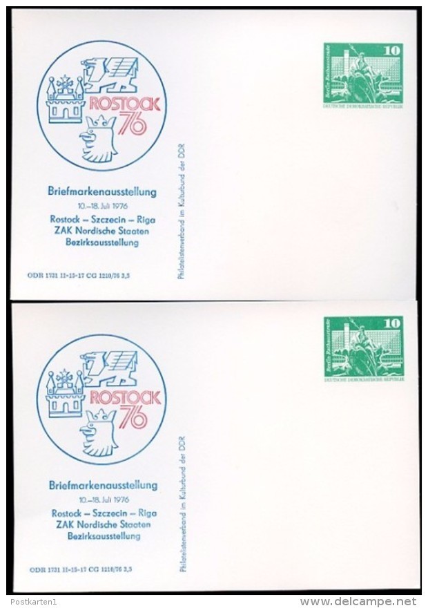 DDR PP16 D2/051 Privat-Postkarte DRUCKVERSCHIEBUNG Ausstellung Rostock 1976 - Cartes Postales Privées - Neuves