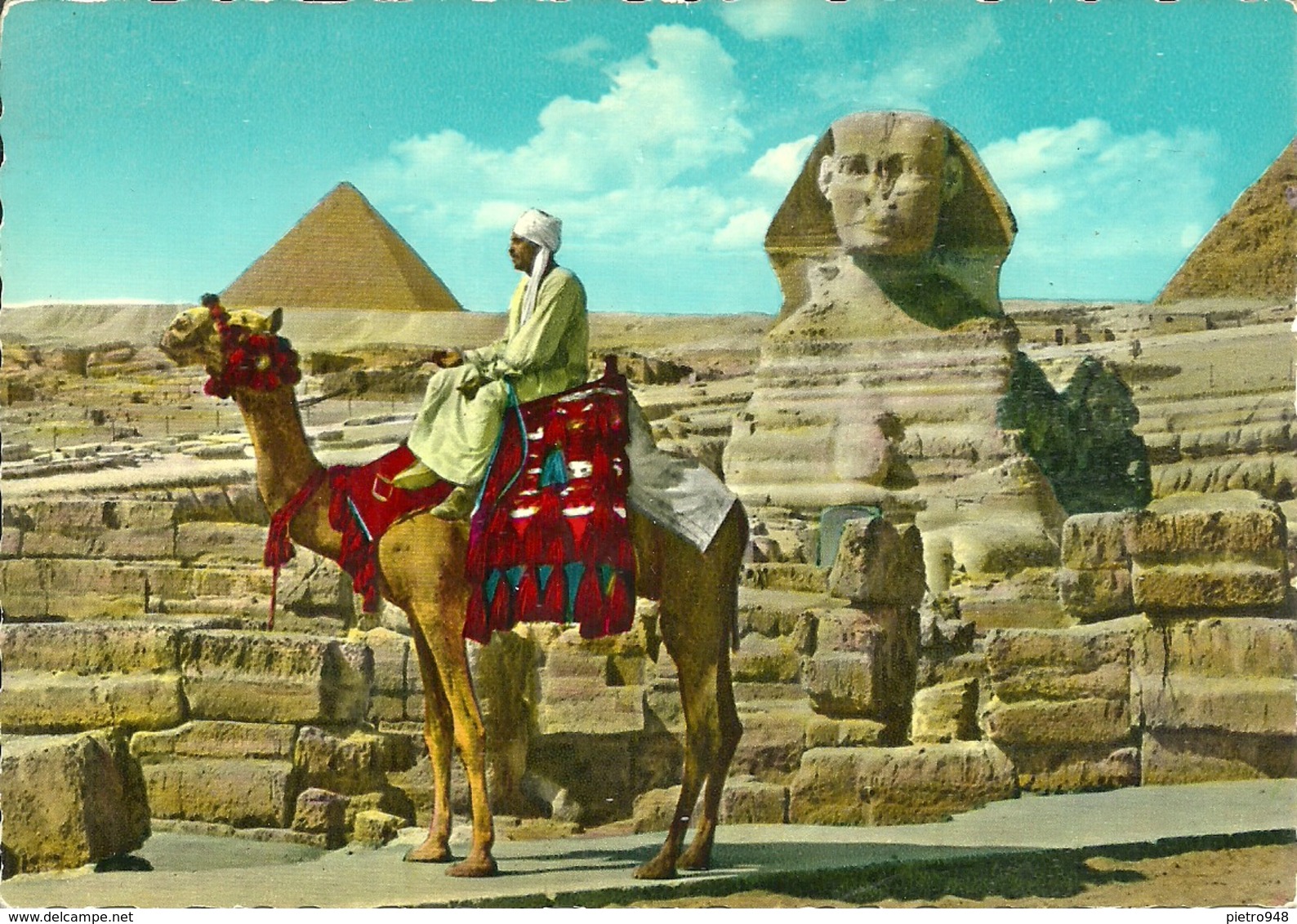 Giza (Egitto, Egypt) The Great Sphinx And Mykerinos Pyramid, Camel With Camel Driver, Sfinge E Piramide Di Micerinos - Sfinge