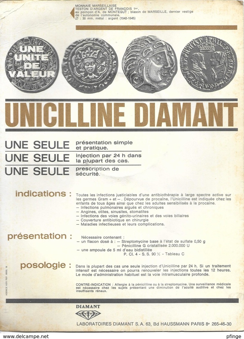 Teston D'argent De François Ier  - Publicité Médicale Unicilline Diamant - Fictifs & Spécimens