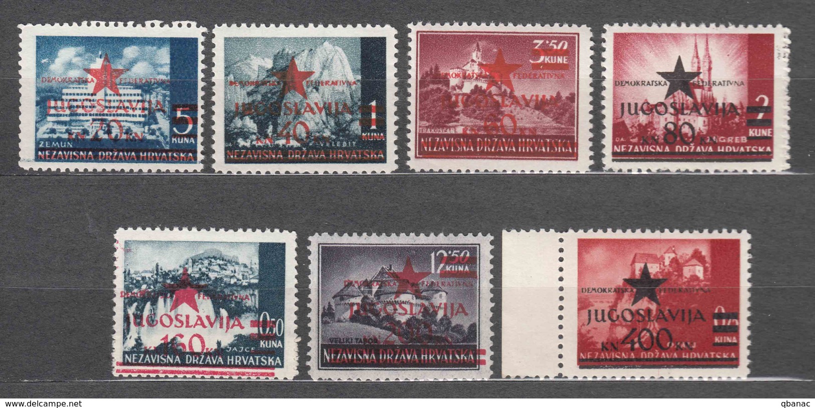 Yugoslavia 1945 Provisory Set Zagreb Mi#1-7 Mint Never Hinged - Nuovi