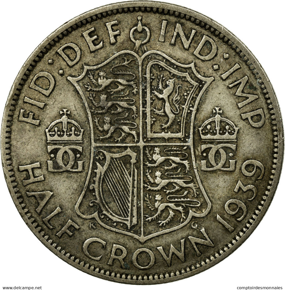 Monnaie, Grande-Bretagne, George VI, 1/2 Crown, 1939, TB, Argent, KM:856 - K. 1/2 Crown
