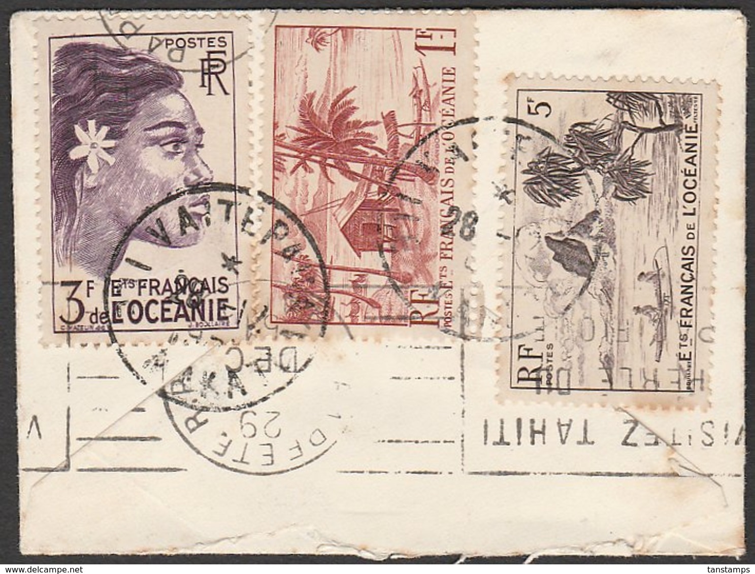 TAHITI FRENCH OCEANIA - NEW ZEALAND MULTIFRANKED LADY'S ENVELOPE TEAL AIRMAIL - Tahiti