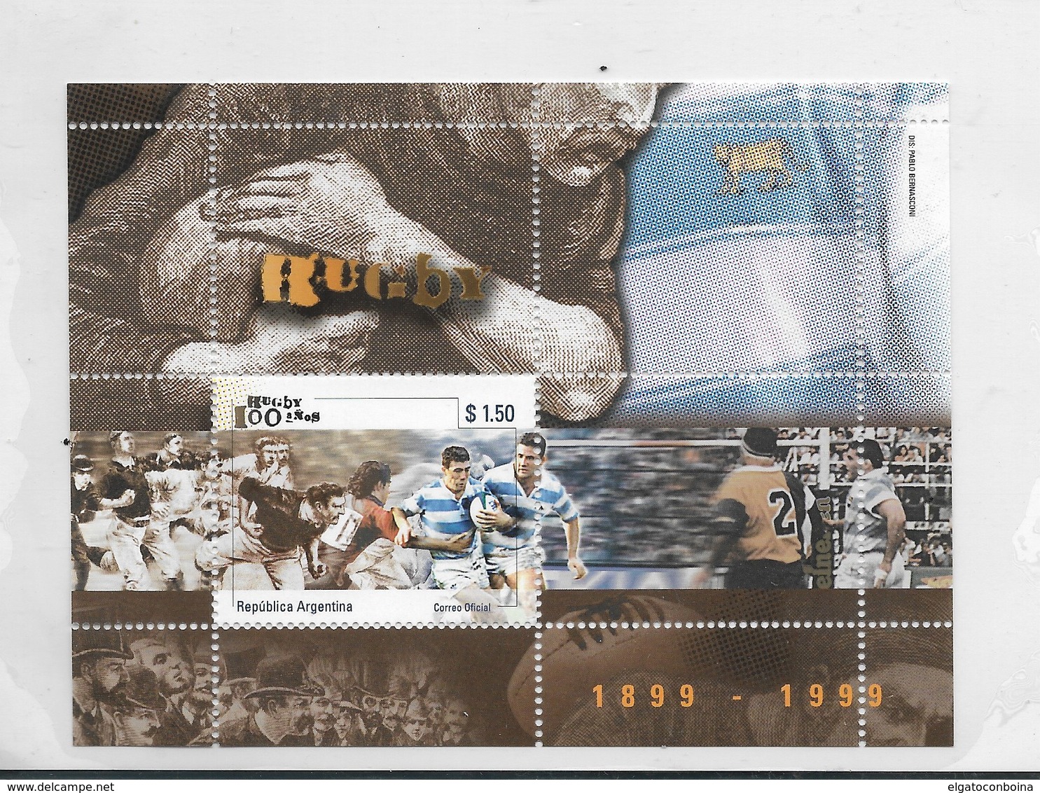 ARGENTINA YEAR 1999 RUGBY ARGENTINE UNION 100 YEARS, CENTENARY, SOUVENIR SHEET SCOTT 2065 MICHEL BL62 - Nuovi