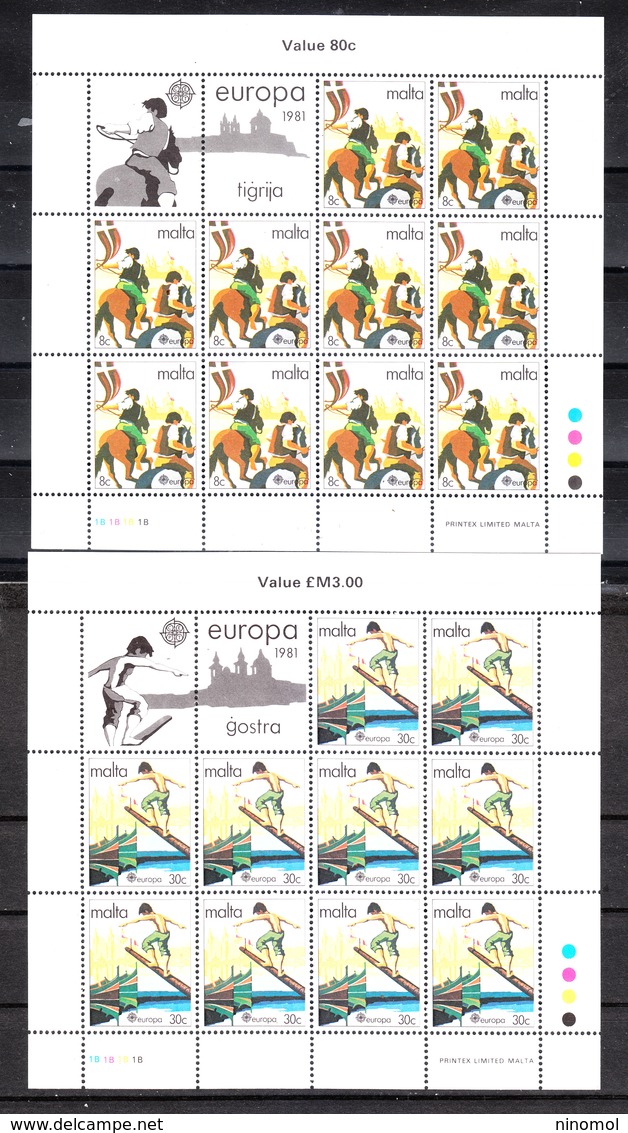 Malta  -1981.I Due Foglietti " Folklore ". Giostra E Carosello A Cavallo, Joust And Medieval Tournament On Horseback.MNH - Non Classificati