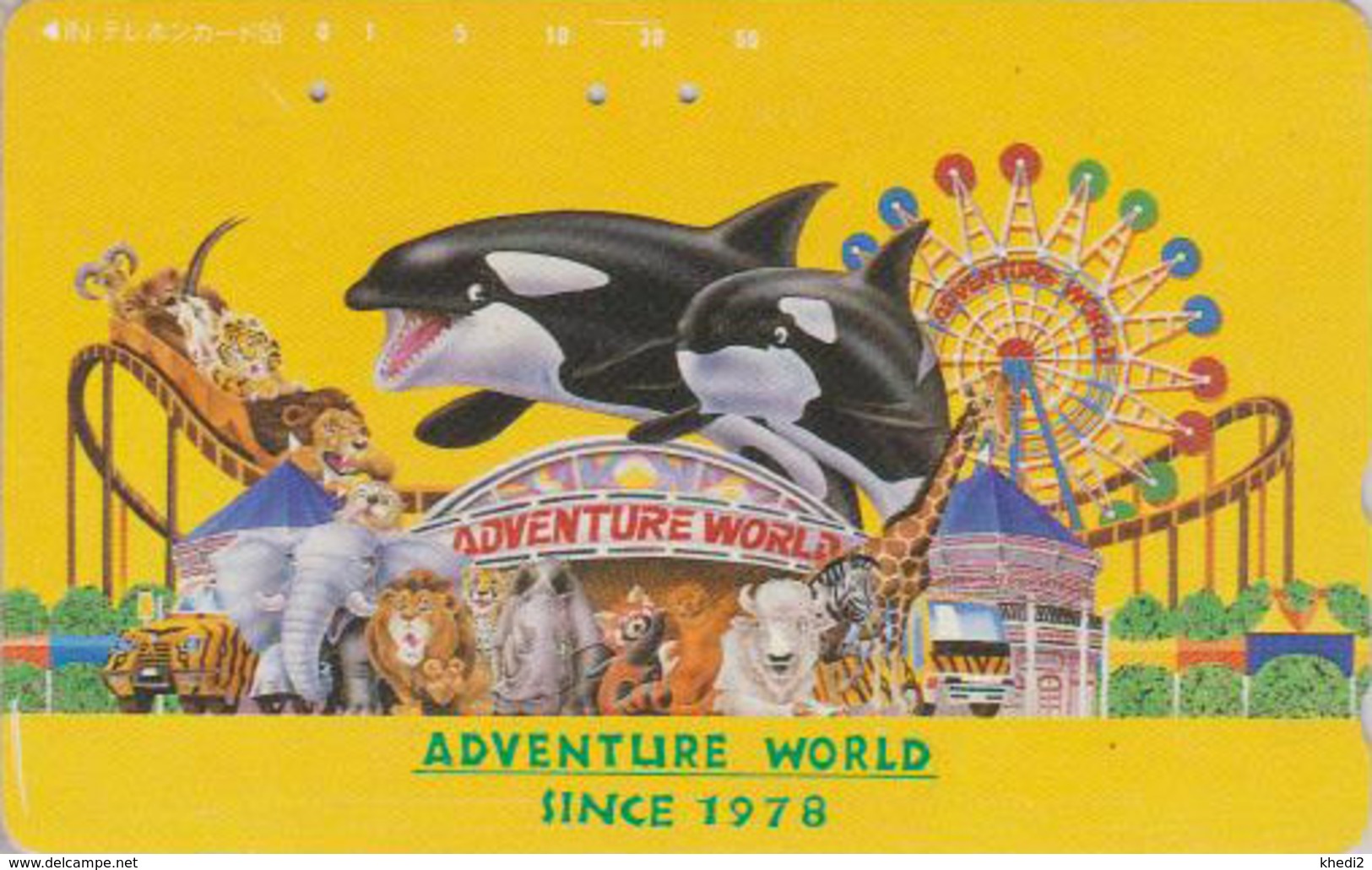 TC Japon / 330-28979 - Animal - BALEINE ORQUE ELEPHANT GIRAFE PANDA ZEBRE LION RHINO - ORCA WHALE Japan Pc 312 - Dolfijnen