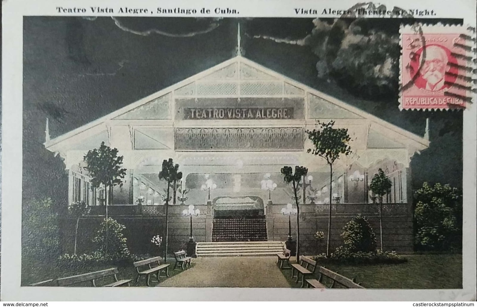 O) 1917 CIRCA-CUBA-CARIBBEAN, SPANISH ANTILLES, MAXIMO GOMEZ 2c, VISTA HERMOSA THEATER -ARCHITECTURE, POSTAL CARD XF - Other & Unclassified