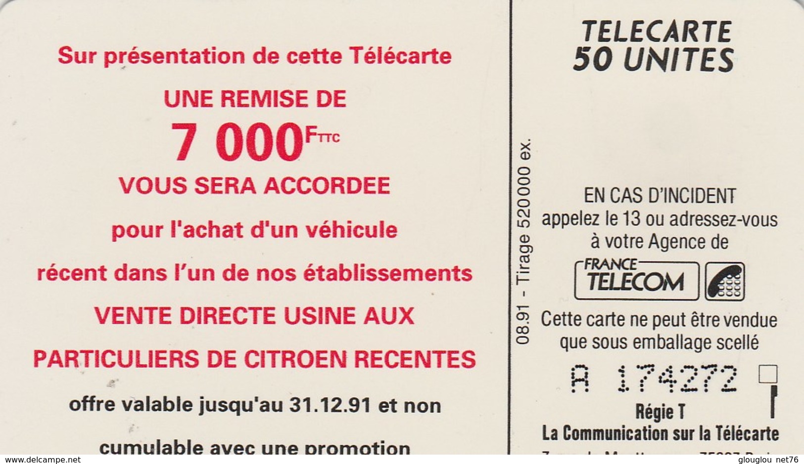 TELECARTE 50.....CITROEN FELIX FAURE MOI J'AIME.. - 50 Unidades