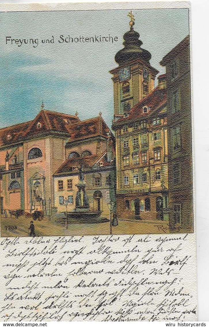 AK 0090  Wien - Freyung Und Schottenkirche / Künstler-Lithographie Um 1898 - Kirchen