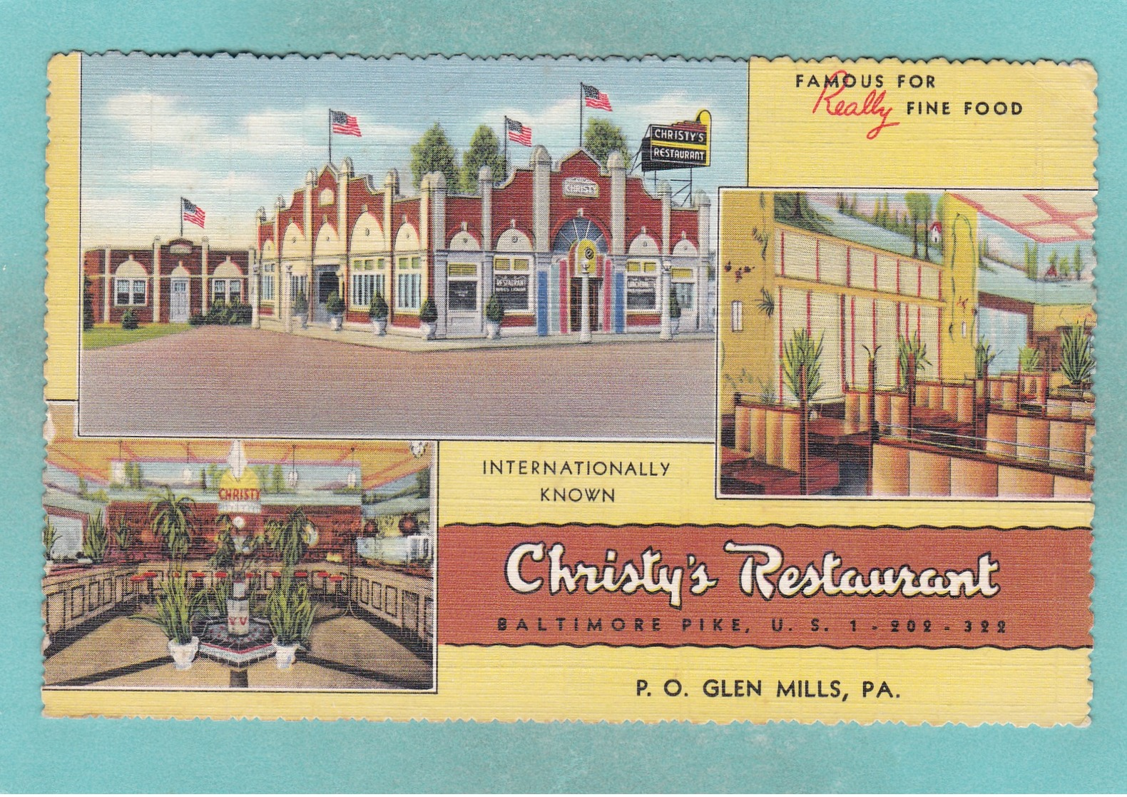 Old Post Card Of Christy`s Restaurant Baltimore Pike,Pennsylvania,United States,R81. - Other & Unclassified