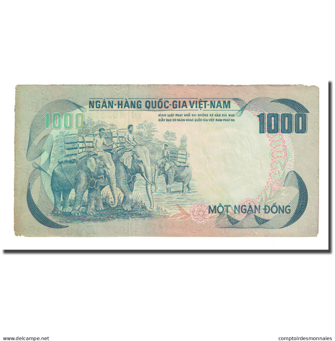 Billet, South Viet Nam, 1000 D<ox>ng, Undated (1972), KM:34a, TB - Viêt-Nam