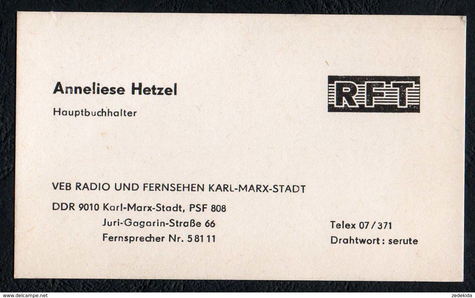 B9993 - TOP Visitenkarte - RFT - VEB Radio Und Fernsehen Karl Marx Stadt - Visitenkarten