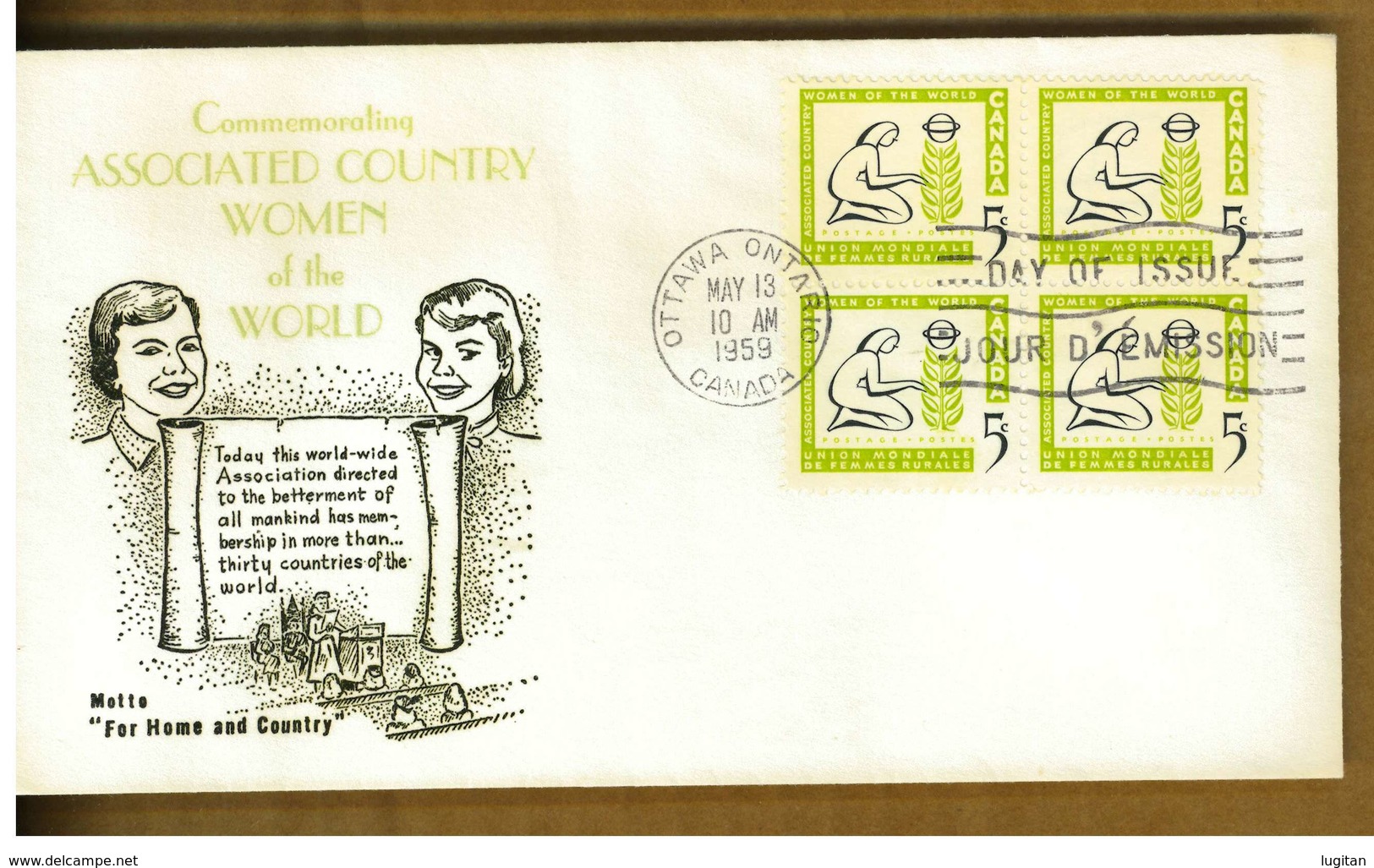 CANADA  - ASSOCIATED COUNTRY WOMAN OF THE WORLD -  Y 1959 - FDC - 1952-1960