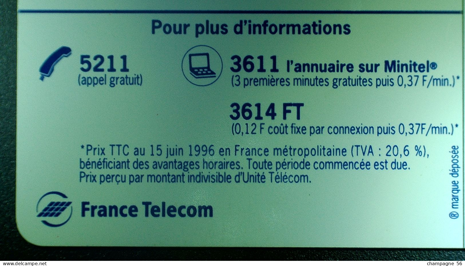 FRANCE TÉLÉCARTE OPÉRATEURS TELECOM 1996 F685 980 SC7 N.D.C. PERSONNAGE ALLO " 50 UNITÉ UTILISÉE