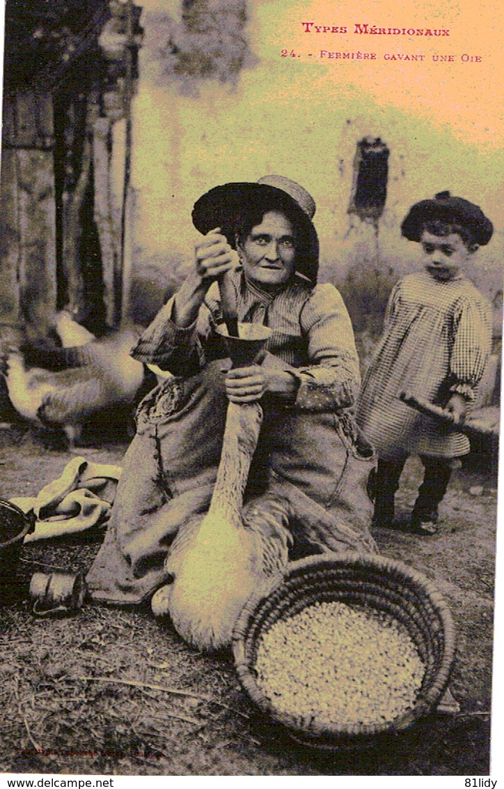 C.P.A.  Types Méridionaux . Fermière Gavant Une Oie (en L'état) - Midi-Pyrénées