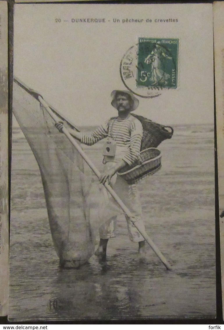 France - 18 CPA Thème Pêche (crevettes) - Types De Pêcheurs, Pêcheuses, Dunkerque, Malo-Les Bains, Bray-Dunes - Animées - Pêche