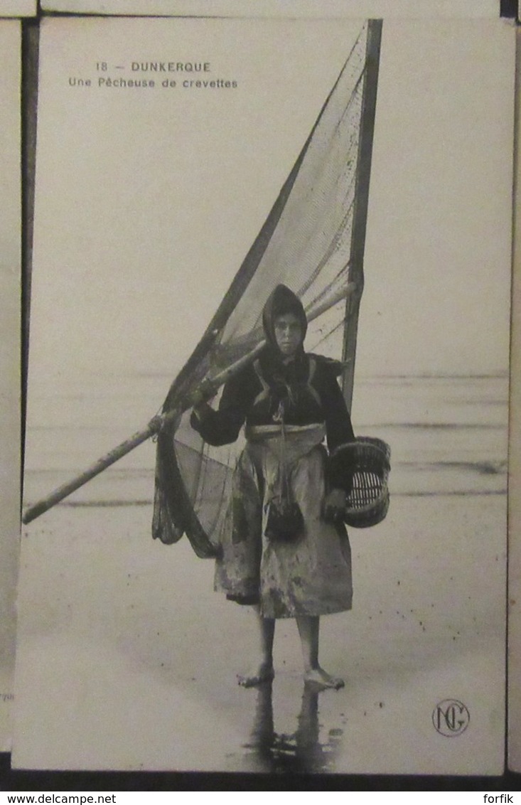 France - 18 CPA Thème Pêche (crevettes) - Types De Pêcheurs, Pêcheuses, Dunkerque, Malo-Les Bains, Bray-Dunes - Animées - Pêche