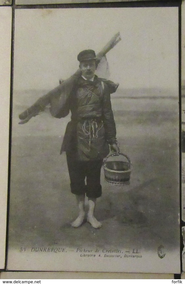 France - 18 CPA thème Pêche (crevettes) - Types de pêcheurs, pêcheuses, Dunkerque, Malo-Les Bains, Bray-Dunes - Animées