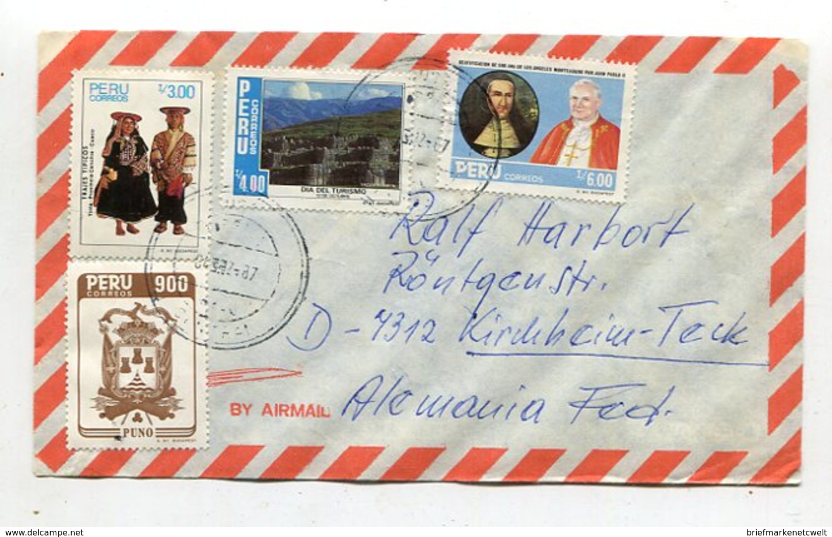Peru / 1987 / Int. Frank. Lupo-Brief Nach Deutschland (40044) - Peru