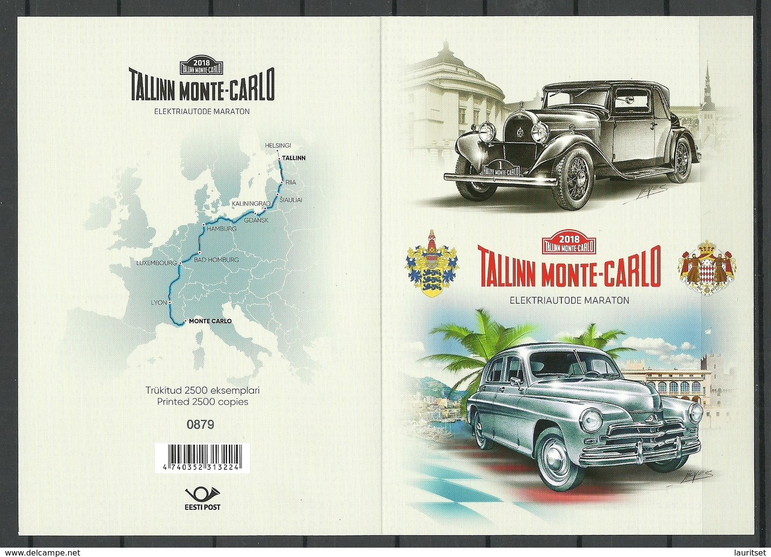 ESTLAND Estonia 2018 Electric Cars Marathon Tallinn - Monte Carlo Michel 932 - 933 Booklet MNH - Estonie