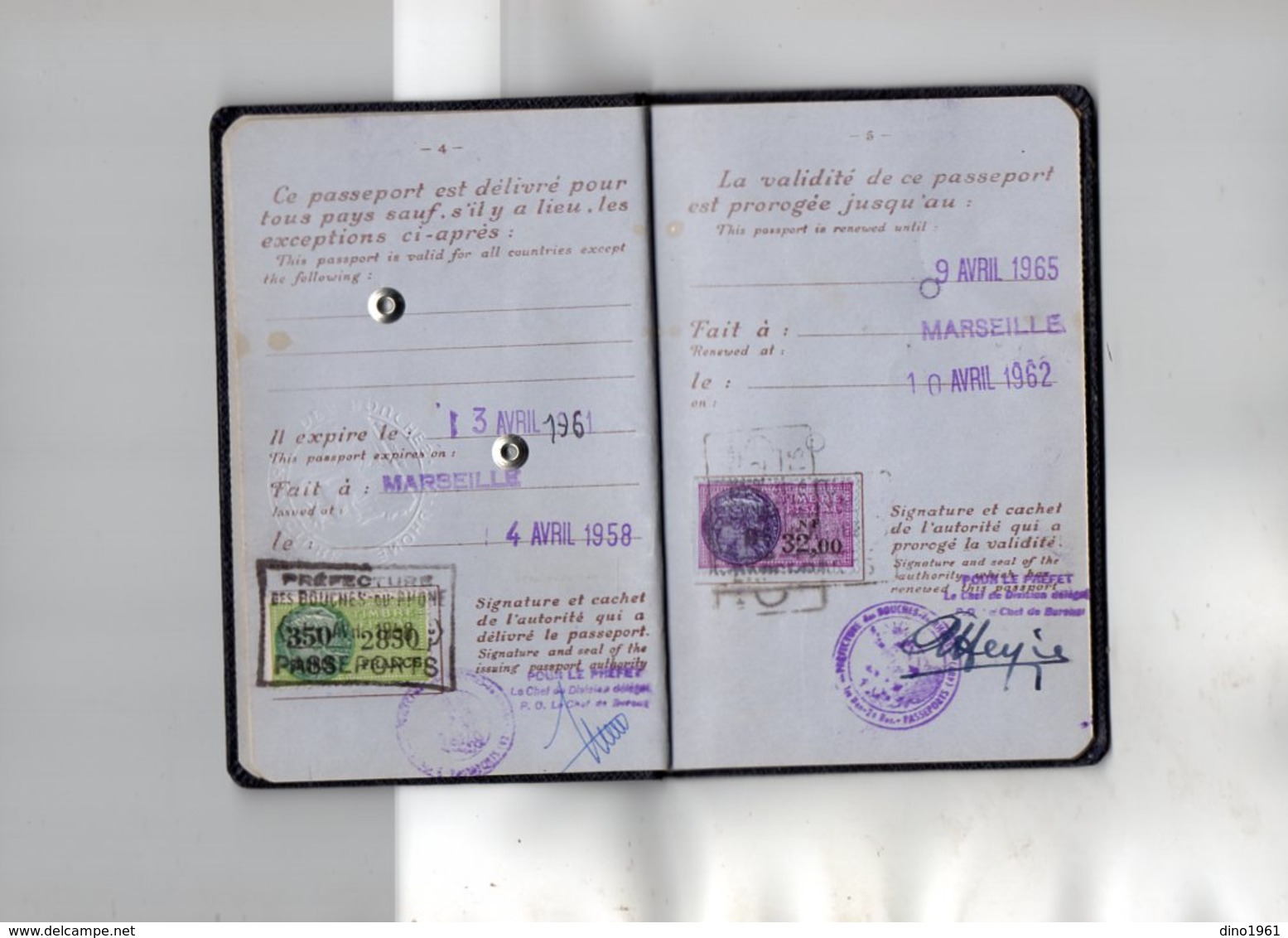 VP13.480 - MARSEILLE 1958 - JUDAICA - Passeport - Mme BENYCAR Née à MONASTIR (Turquie ) Veuve PERRIAND - Police & Gendarmerie