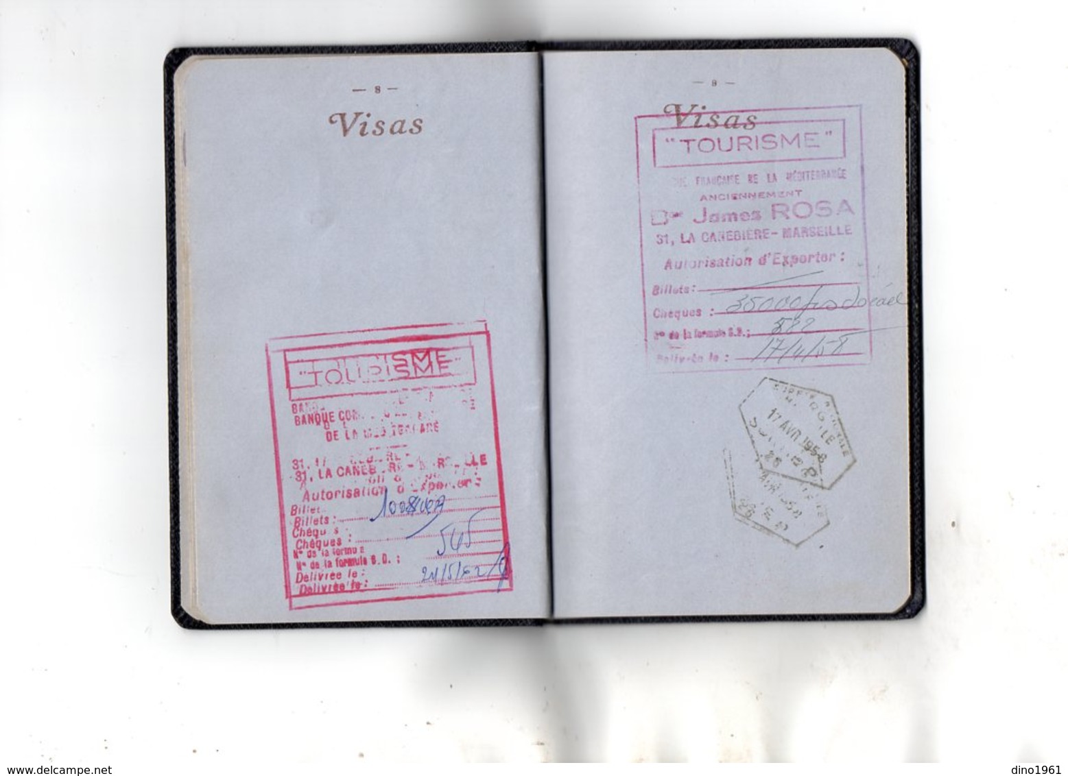 VP13.480 - MARSEILLE 1958 - JUDAICA - Passeport - Mme BENYCAR Née à MONASTIR (Turquie ) Veuve PERRIAND - Police & Gendarmerie