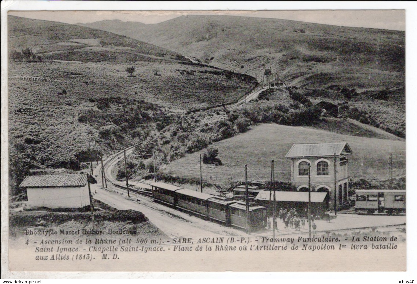 Cpa Carte Postale Ancienne  - SARE ASCAIN TRAMWAY FUNICULAIRE ASCENSION DE LA RHUNE STATION DE SAINT IGNACE - Sare