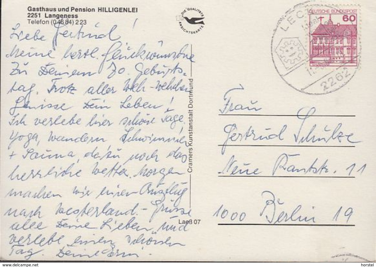 D-25863 Langeneß - Hallig - Gasthaus Pension Hilligenlei - Cars - VW Käfer - Nice Stamp - Halligen