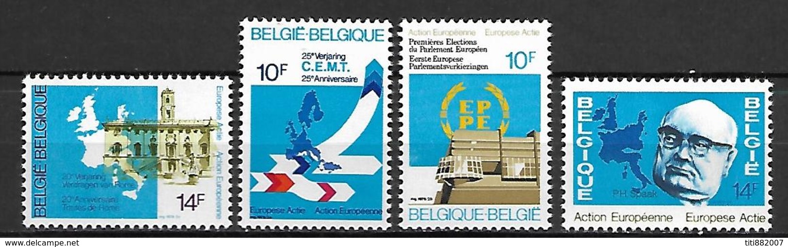 BELGIQUE   -  1978  .  Y&T N° 1879 à 1882 * .   Action Européenne.    Série Complète - Unused Stamps