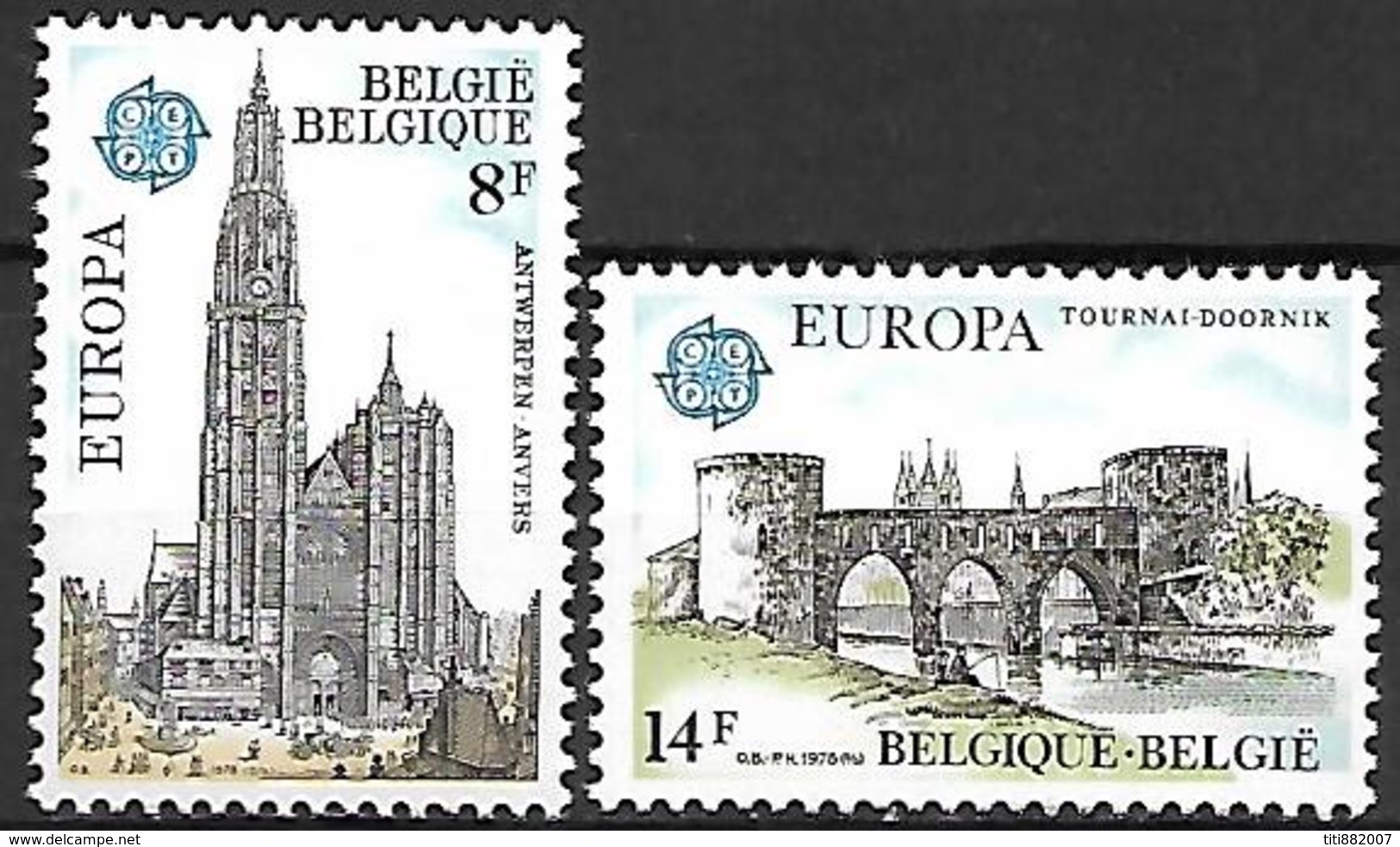 BELGIQUE   -  1978  .  Y&T N° 1886 / 1887 *.   EUROPA.  Cathédrale  /  Pont. - Unused Stamps