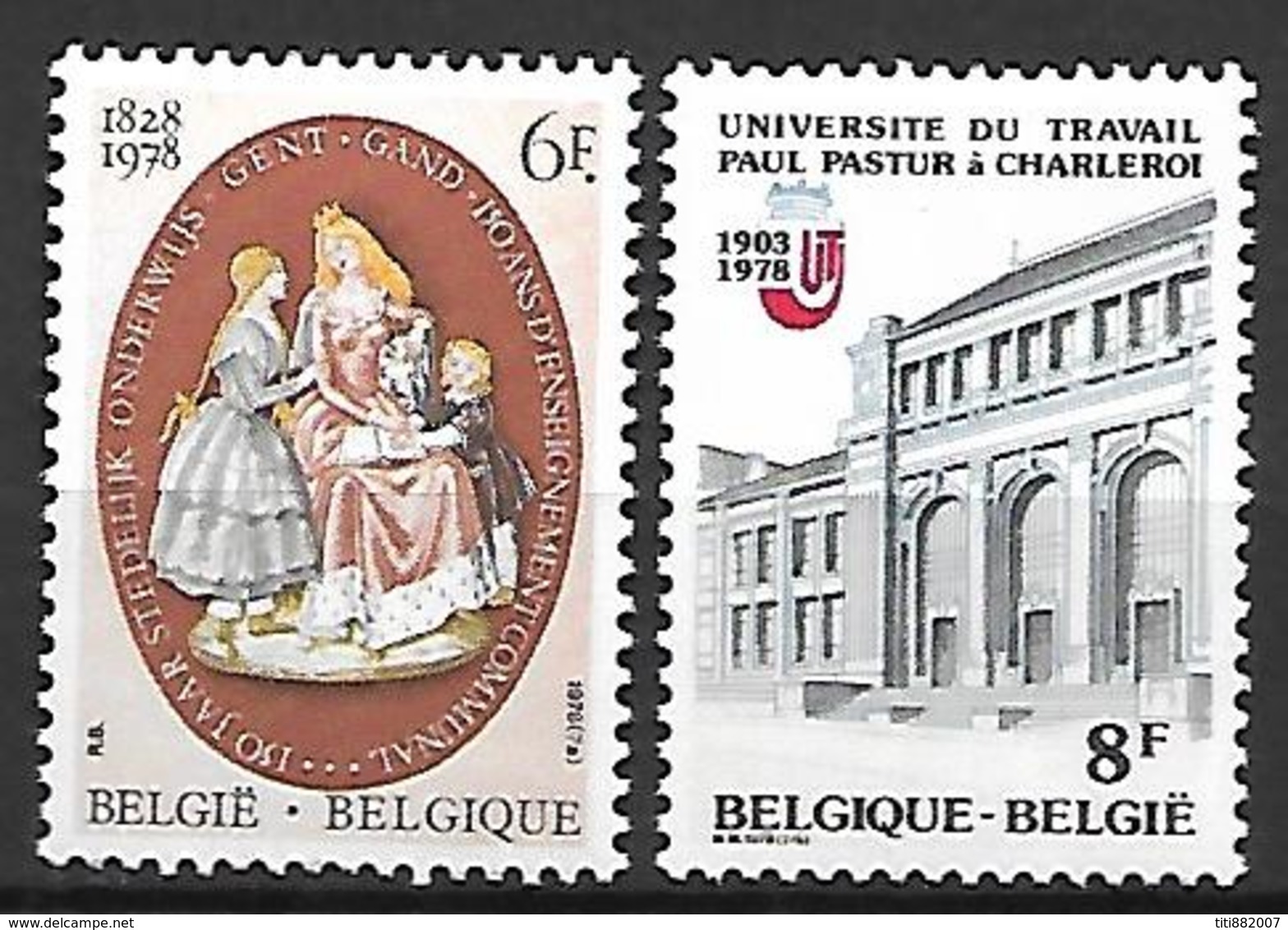 BELGIQUE   -  1978  .  Y&T N° 1900 / 1901 *.  Enseignement  /  Université Du Travail - Unused Stamps