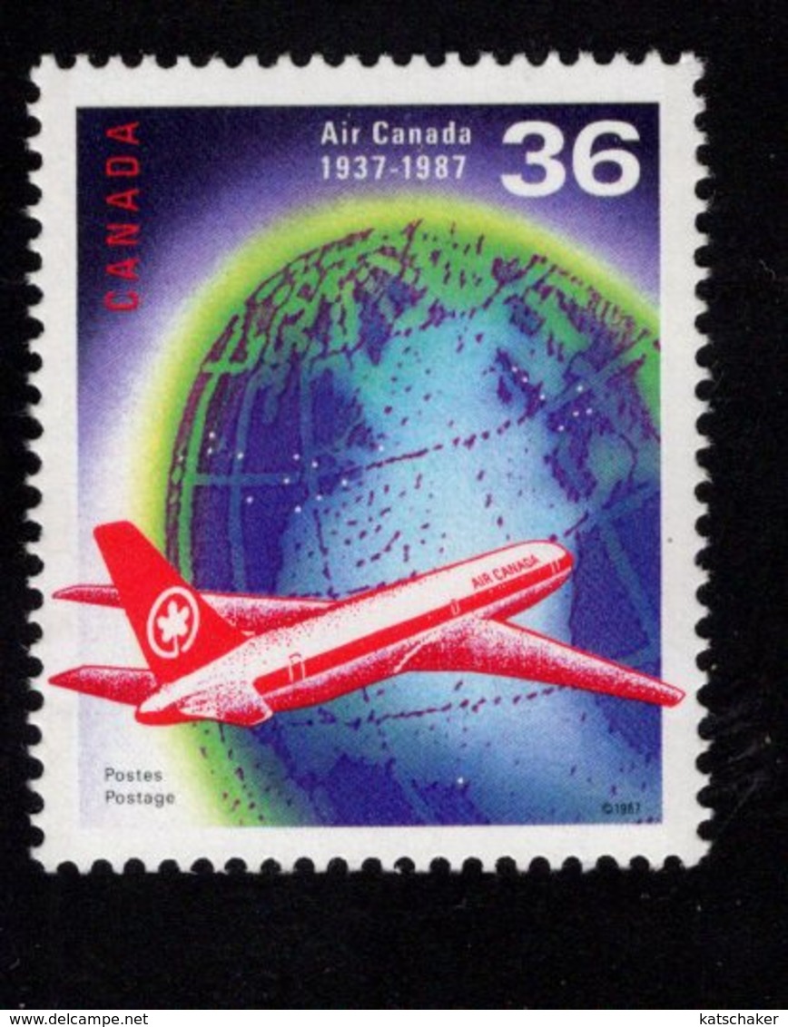 675490384 CANADA 1987  POSTFRIS MINT NEVER HINGED POSTFRISCH EINWANDFREI SCOTT 1145 AIR CANADA 50TH ANNIV AIRPLANE - Neufs