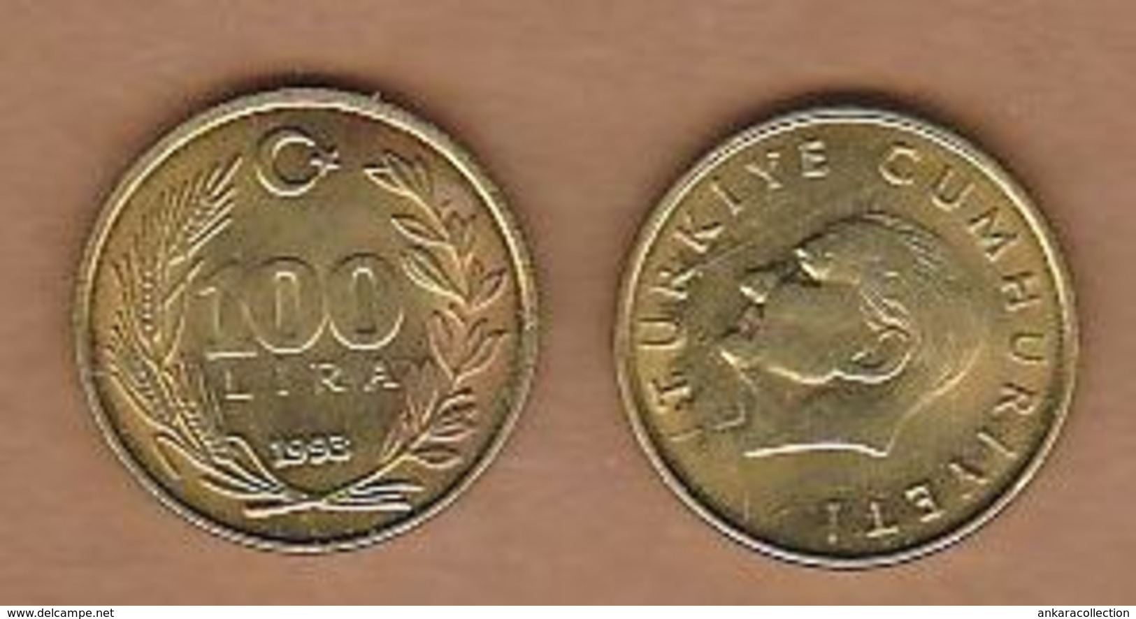 AC- TURKEY  100 LIRA - TL 1993 BRASS COIN UNCIRCULATED - Turquie